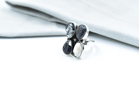 Handmade White Buffalo & Sterling Silver Adjustable Ring