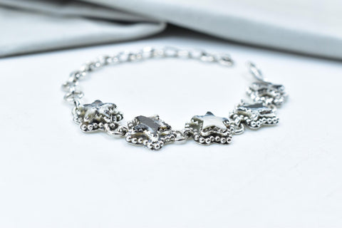 White Buffalo & Sterling Silver Adjustable Bracelet Size 7.5 Inch