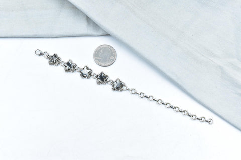 White Buffalo & Sterling Silver Adjustable Bracelet Size 7.5 Inch