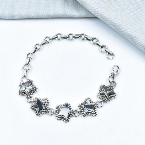 White Buffalo & Sterling Silver Adjustable Bracelet Size 7.5 Inch