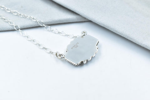 Handmade Ribbon Royston Sterling Silver Baguette Necklace with 18 inch Adjustable Chain