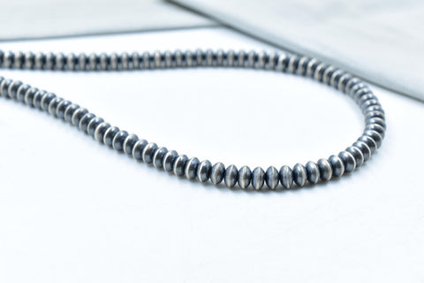 Handmade 8MM Sterling Silver Pearl Beaded Necklace 18'' Long