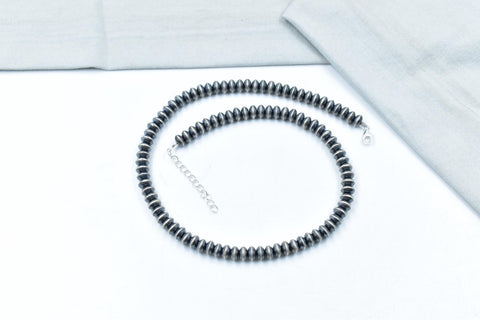 Handmade 8MM Sterling Silver Pearl Beaded Necklace 18'' Long