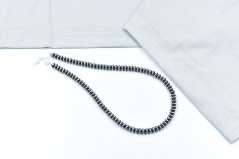 Handmade 8MM Sterling Silver Pearl Beaded Necklace 18'' Long