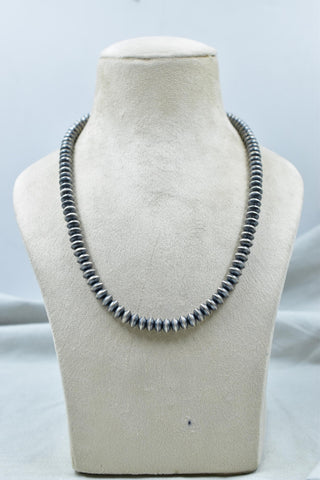 Handmade 8MM Sterling Silver Pearl Beaded Necklace 18'' Long