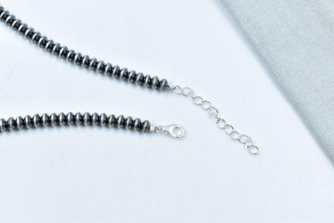 Handmade 6MM Sterling Silver Pearl Beaded Necklace 18'' Long