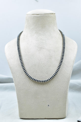 Handmade 6MM Sterling Silver Pearl Beaded Necklace 18'' Long