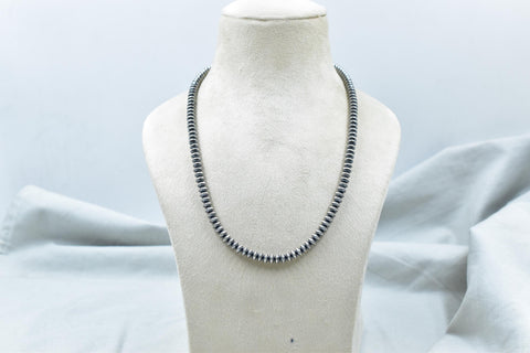 Handmade 6MM Sterling Silver Pearl Beaded Necklace 18'' Long