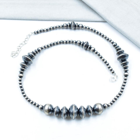 Handmade Sterling Silver Pearl Beaded Necklace 18'' Long