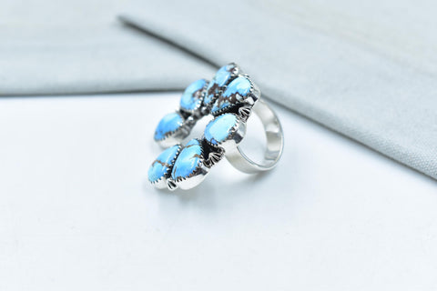 Handmade Golden Hill Turquoise & Sterling Silver Ring Adjustable Ring