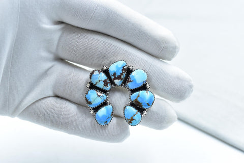Handmade Golden Hill Turquoise & Sterling Silver Ring Adjustable Ring