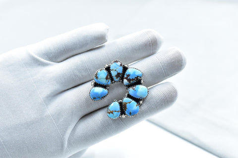 Handmade Golden Hill Turquoise & Sterling Silver Ring Adjustable Ring
