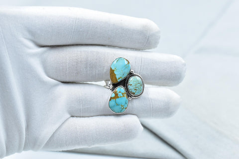 Handmade Number 8 Turquoise & Sterling Silver Adjustable Ring