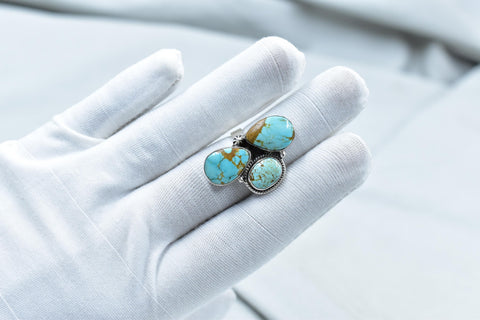Handmade Number 8 Turquoise & Sterling Silver Adjustable Ring