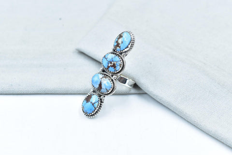 Handmade Golden Hill Turquoise & Sterling Silver Ring Adjustable Ring