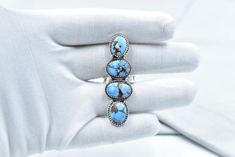 Handmade Golden Hill Turquoise & Sterling Silver Ring Adjustable Ring