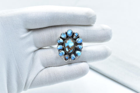 Handmade Golden Hill Turquoise & Sterling Silver Ring Adjustable Ring