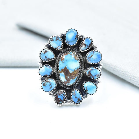 Handmade Golden Hill Turquoise & Sterling Silver Ring Adjustable Ring