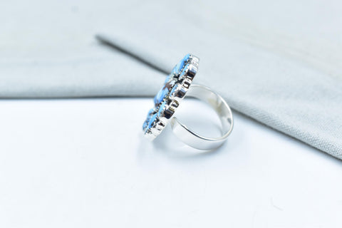 Handmade Golden Hill Turquoise & Sterling Silver Ring Adjustable Ring