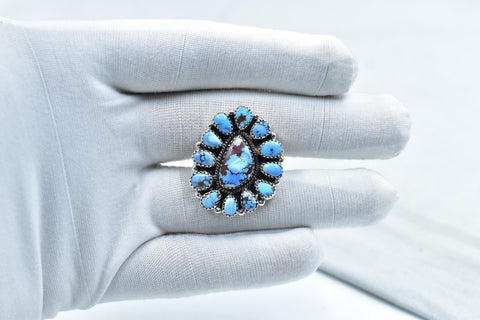 Handmade Golden Hill Turquoise & Sterling Silver Ring Adjustable Ring