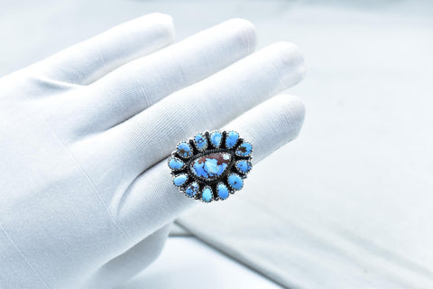 Handmade Golden Hill Turquoise & Sterling Silver Ring Adjustable Ring