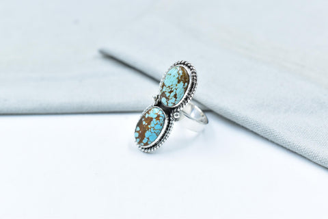Handmade Number 8 Turquoise & Sterling Silver Adjustable Ring