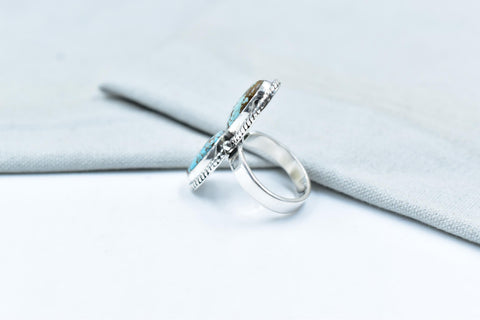 Handmade Number 8 Turquoise & Sterling Silver Adjustable Ring