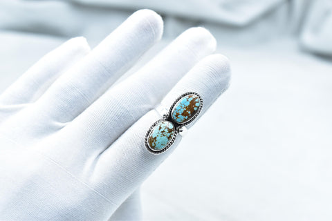 Handmade Number 8 Turquoise & Sterling Silver Adjustable Ring