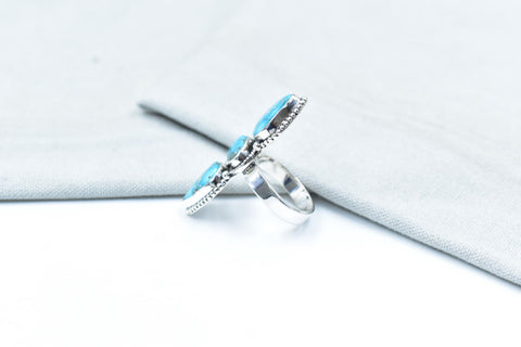 Handmade White Water Turquoise Sterling Silver Adjustable Ring
