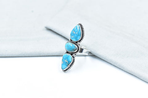 Handmade White Water Turquoise Sterling Silver Adjustable Ring