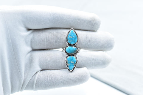 Handmade White Water Turquoise Sterling Silver Adjustable Ring