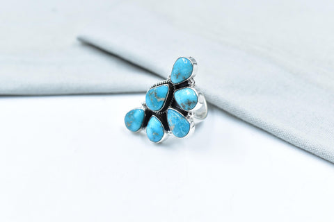 Handmade White Water Turquoise Sterling Silver Adjustable Ring