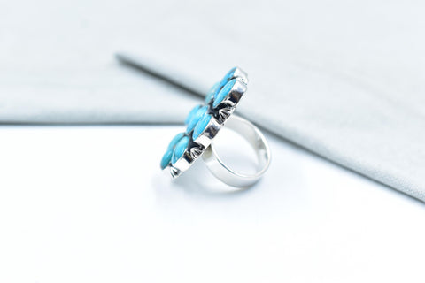 Handmade White Water Turquoise Sterling Silver Adjustable Ring