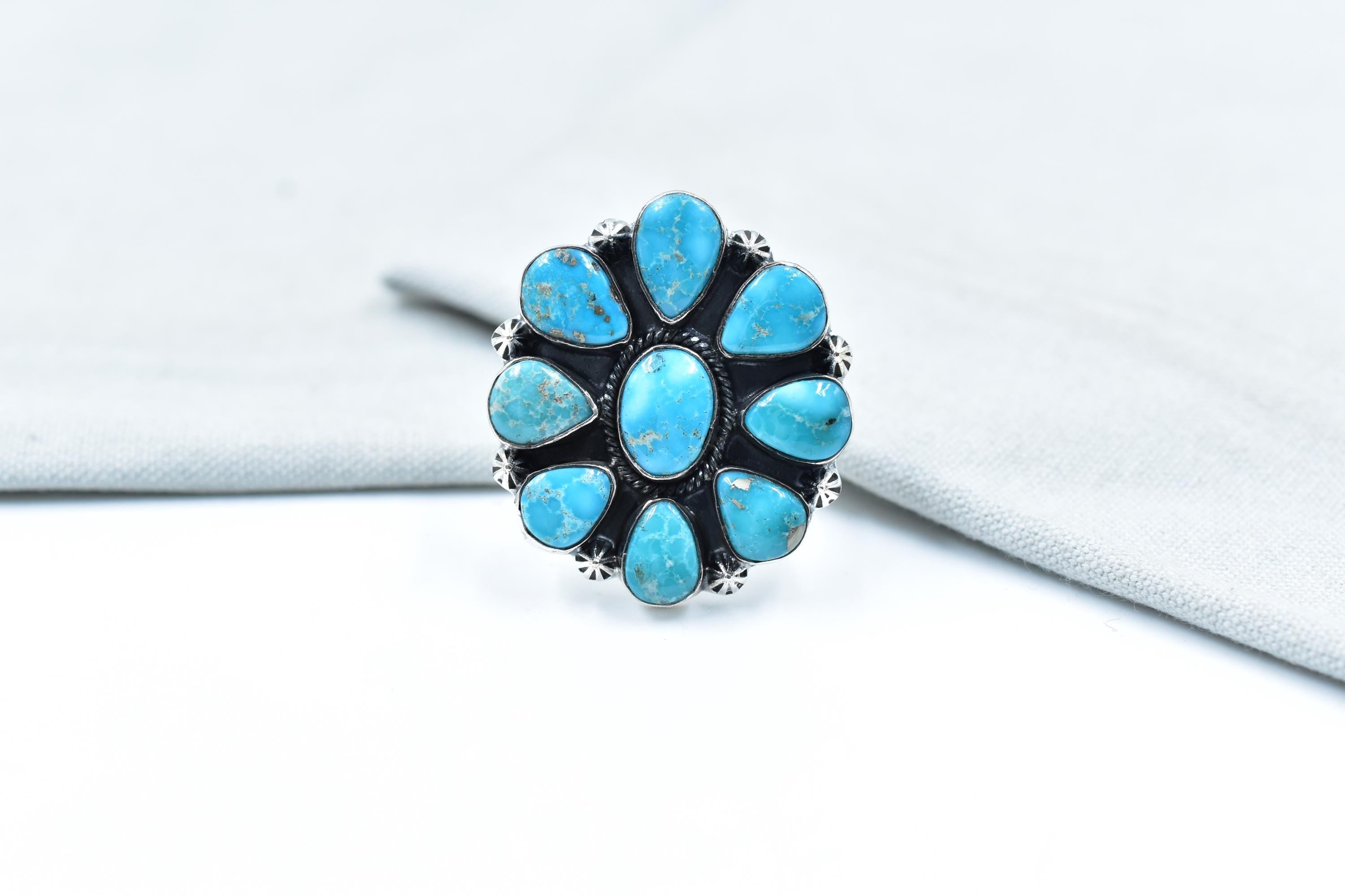 Handmade White Water Turquoise Sterling Silver Adjustable Ring