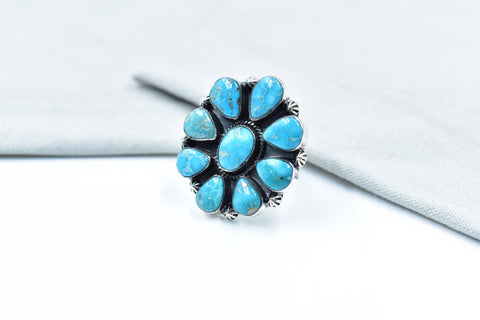 Handmade White Water Turquoise Sterling Silver Adjustable Ring