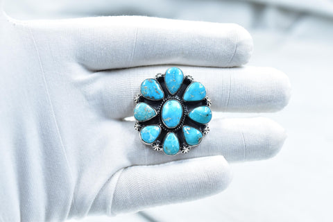 Handmade White Water Turquoise Sterling Silver Adjustable Ring