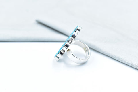 Handmade White Water Turquoise Sterling Silver Adjustable Ring