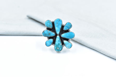 Handmade White Water Turquoise Sterling Silver Adjustable Ring