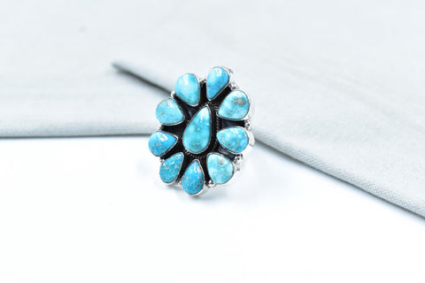 Handmade White Water Turquoise Sterling Silver Adjustable Ring