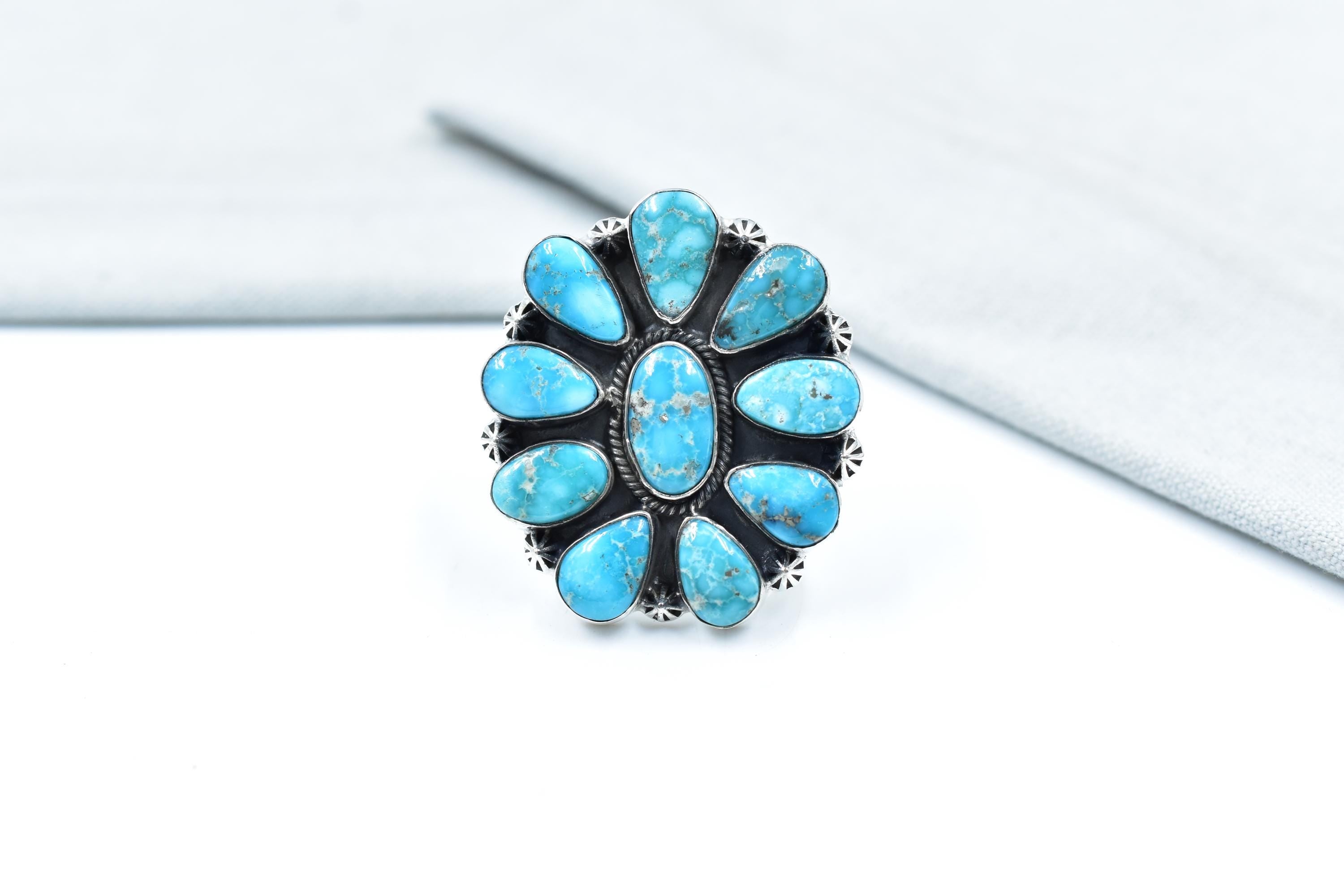 Handmade White Water Turquoise Sterling Silver Adjustable Ring
