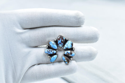 Handmade Golden Hill Turquoise & Sterling Silver Ring Adjustable Ring