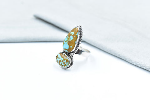 Handmade Number 8 Turquoise & Sterling Silver Adjustable Ring