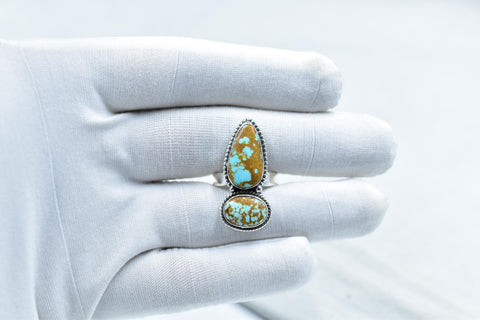 Handmade Number 8 Turquoise & Sterling Silver Adjustable Ring