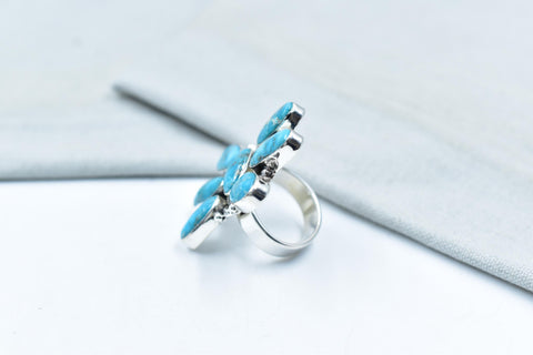 Handmade White Water Turquoise Sterling Silver Adjustable Ring