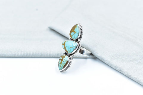 Handmade Number 8 Turquoise & Sterling Silver Adjustable Ring
