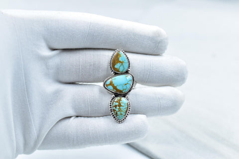 Handmade Number 8 Turquoise & Sterling Silver Adjustable Ring