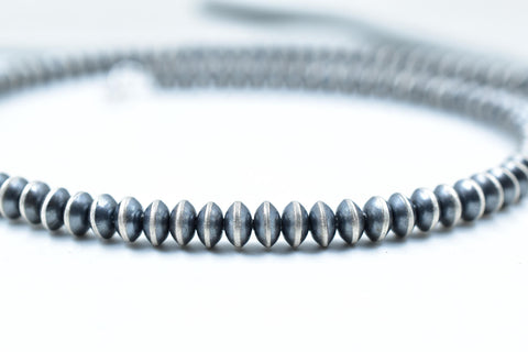 Handmade 6MM Sterling Silver Saucer Pearl Beaded Necklace