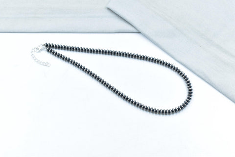 Handmade 6MM Sterling Silver Saucer Pearl Beaded Necklace