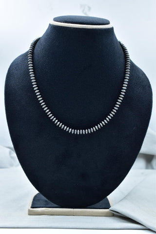 Handmade 6MM Sterling Silver Saucer Beaded Pearl Necklace 14'' Long