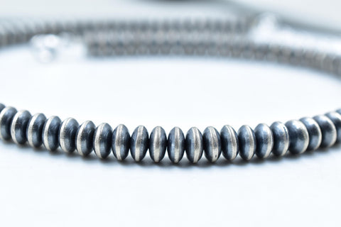 Handmade 7MM Sterling Silver Saucer Pearl Beaded Necklace